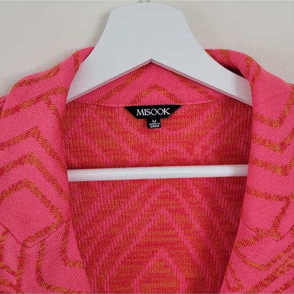 Misook Stretch Knit Geometric Blazer Pink Medium - Picture 4 of 5